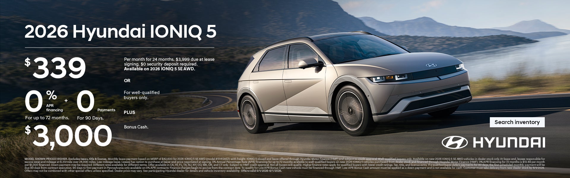 2026 Hyundai IONIQ 5 APR or Lease and Bonus Cash Offer
