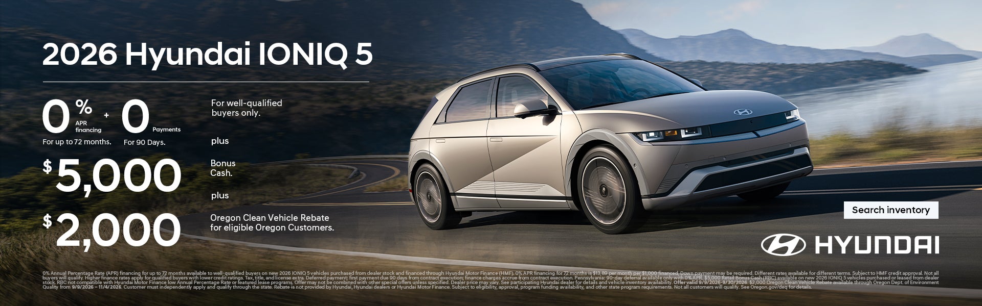 0% APR for 72 mos. + 0 Payments for 90 Days + $5,000 Bonus Cash + $2,000 OCVRP