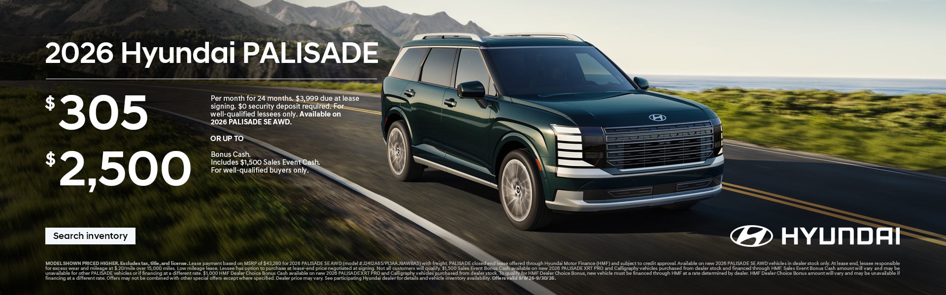 $305/36/$3,999 Lease or up to $2,500